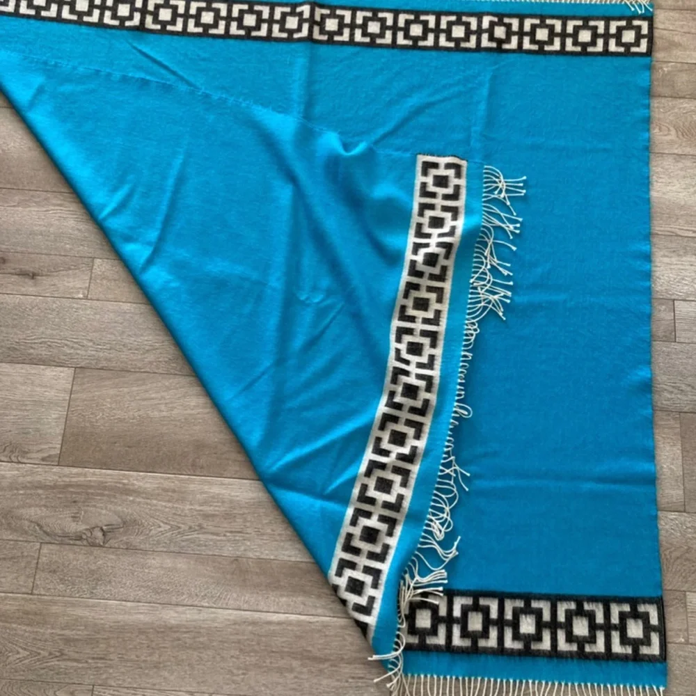 Jonathan Adler Throw 100% Alpaca Wool Blanket Nixon Fringe Turquoise 60